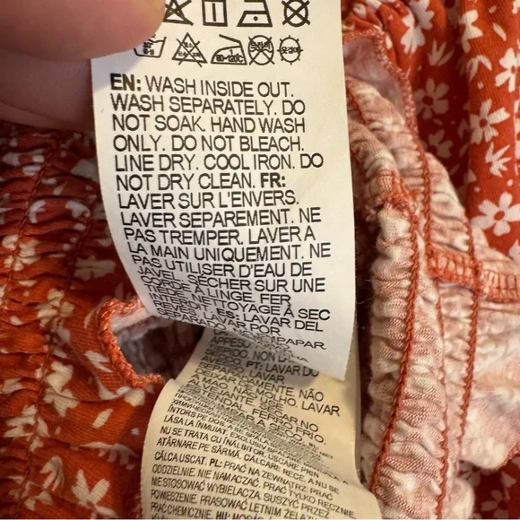 Billabong Orange Smocked Floral Crop Top Tube Top - S - Picture 11 of 11